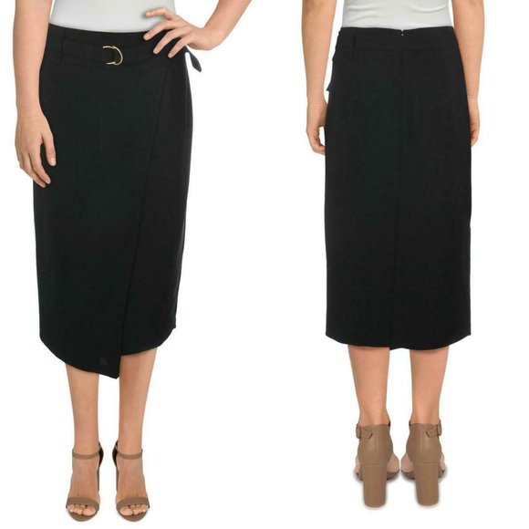 Donna Karan Faux Wrap Belted Skirt - Picture 1 of 3